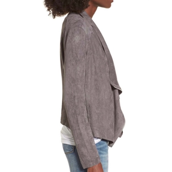 NEW BLANKNYC GREY FAUX SUEDE DRAPE FRONT JACKET - Picture 5 of 9